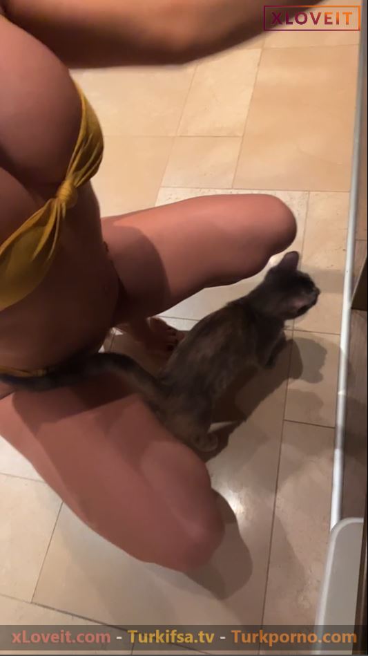 Serpil Cansız ifşa Sarı bikinili mutfakta yayın videosu